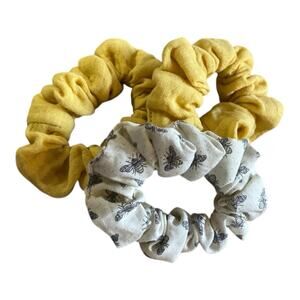 Assorted Hair Scrunchies Handmade Yellow 100% Cotton Bumble Bee Theme NEW X3